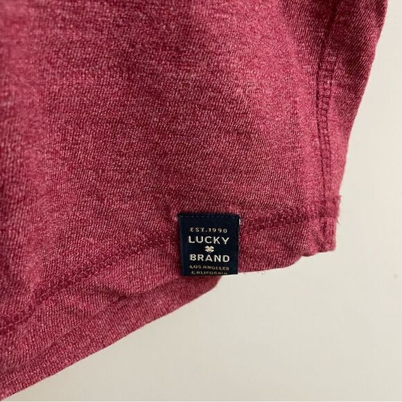 LUCKY BRAND MENS ROUNDNECK LONGSLEEVE TEE IN MAROON cotton blend SIZE XL - Picture 5 of 7